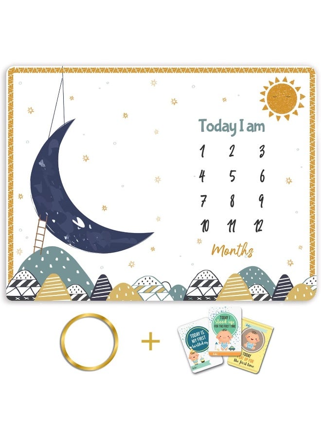 Custom Catch Baby Milestone Blanket | 1 to 12 Months | Best for Newborn Boy & Girl, Multicolor, Cotton, Skin Friendly - Image 1