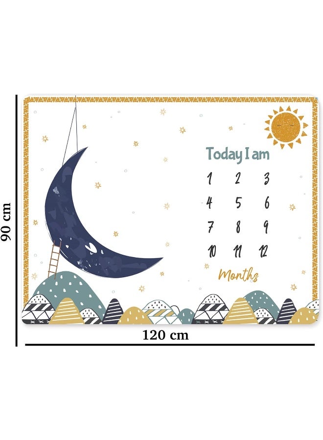 Custom Catch Baby Milestone Blanket | 1 to 12 Months | Best for Newborn Boy & Girl, Multicolor, Cotton, Skin Friendly - Image 2