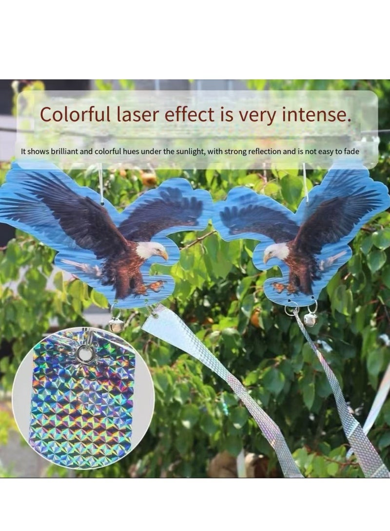 ديكور البومة العاكسة المعلقة ، البومة المزيفة للحفاظ على الطيور بعيدا ، نسر الصقر المزيف المزدوج الجانب المطبوع للحفاظ على الطيور بعيدا عن نوافذ الحديقة - Image 4