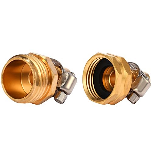Sanpaint Brass Garden Hose Connector Repair Mender Kit with Stainless Clamp,Fits 1/2" Water Hose Fitting (1/2" Barb x 3/4" GHT) - Image 4