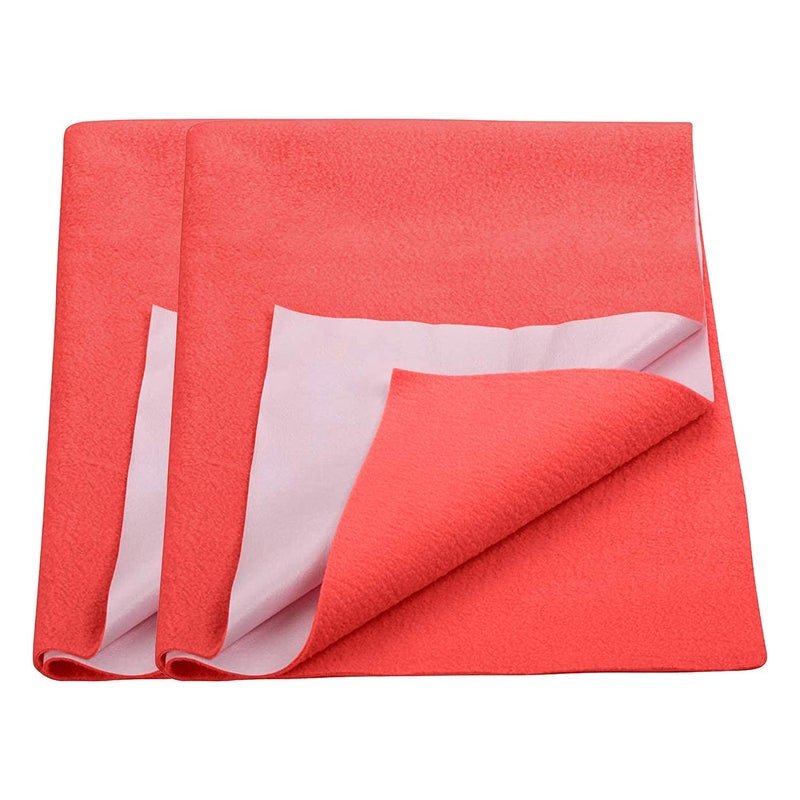 Trance Quick Dry - Soft Bed Protector Waterproof Baby Cot Sheet - (Small-70x50 cm,Coral) Pack of 2 - Image 1