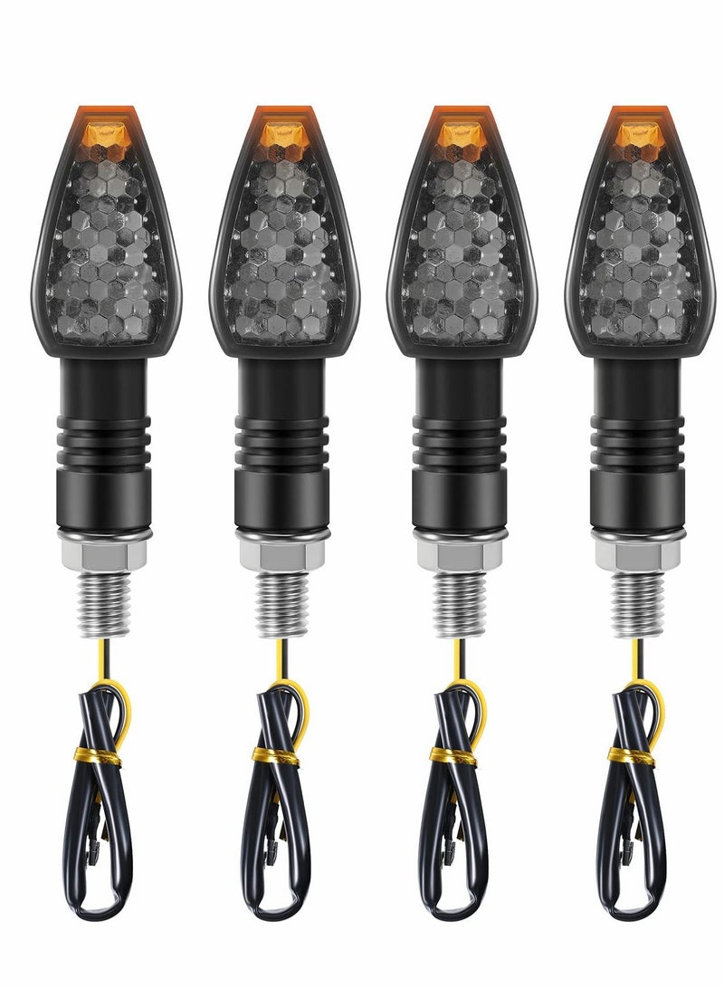 Loquat Motorcycle Turn Signal Lights, 4 Pcs 12V Universal Motorbike LED Indicator Blinker Amber Lamp Mini Stalk Arrow Light Front Rear Lights for Motorcycles - Image 1