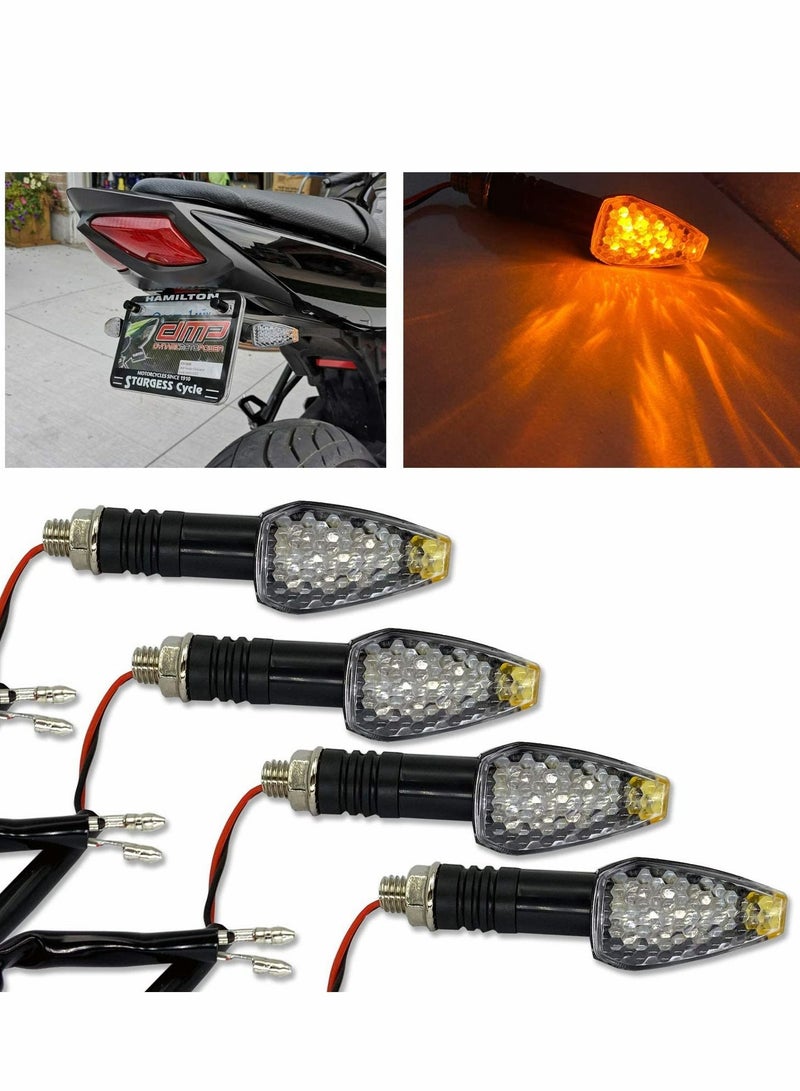 Loquat Motorcycle Turn Signal Lights, 4 Pcs 12V Universal Motorbike LED Indicator Blinker Amber Lamp Mini Stalk Arrow Light Front Rear Lights for Motorcycles - Image 4