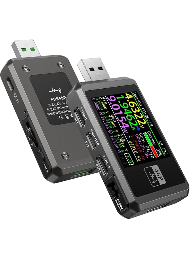 promass USB Tester 4-24V, USB Power Multimeter 0-6.5A 0-156W, Voltage Current Power Tester Multimeter, Fast Charg Detection Capacity Measurement, PD2.0 PD3.0 QC2.0 QC3.0 - Image 1