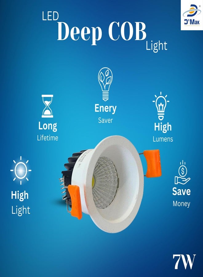 D'Mak 7W White Body LED Deep COB Light | Recessed LED Ceiling Light for Indoor Lighting (Warm White, Pack of 1) - Image 3