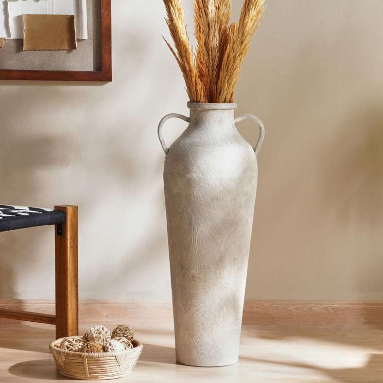 Pan Home Rezar Metal Vase 28x25x70cm - Beige - 112FHB9900407 - Image 1