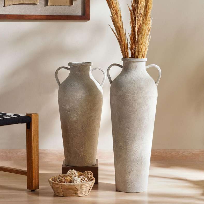 Pan Home Rezar Metal Vase 28x25x70cm - Beige - 112FHB9900407 - Image 3