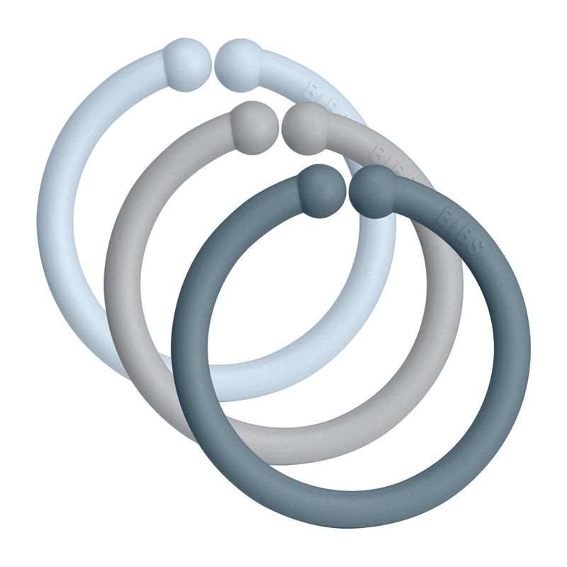 BIBS Loops 12-Pack, BPA Free, Made in Denmark, OneSize (0-36 Months), Cloud/Baby Blue/Petrol - Image 1