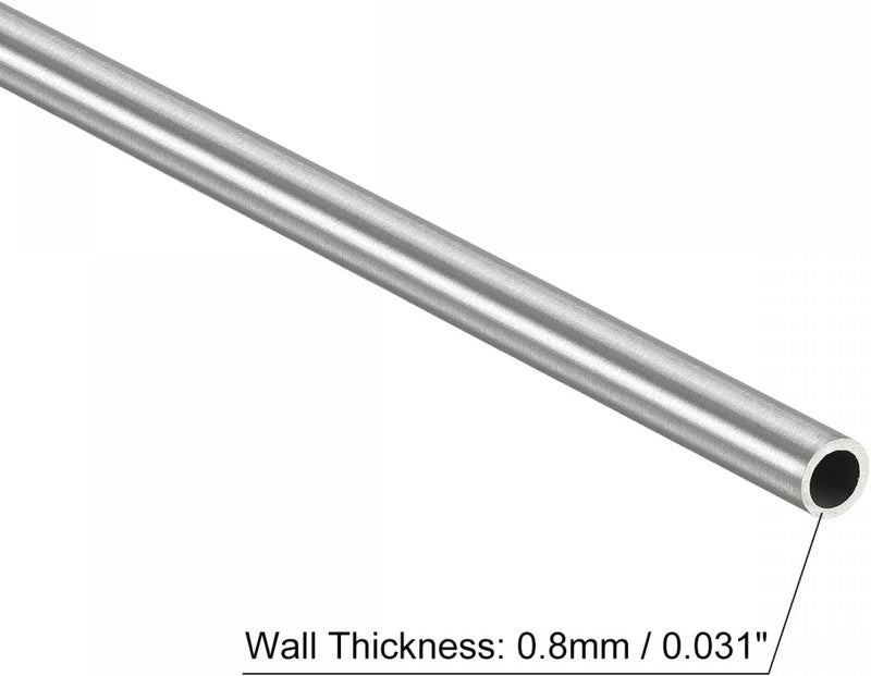 uxcell أنبوب دائري من الفولاذ المقاوم للصدأ 304 بقطر 3 مم وسمك جدار 0.8 مم وطول 300 مم - 4 قطع - Image 3