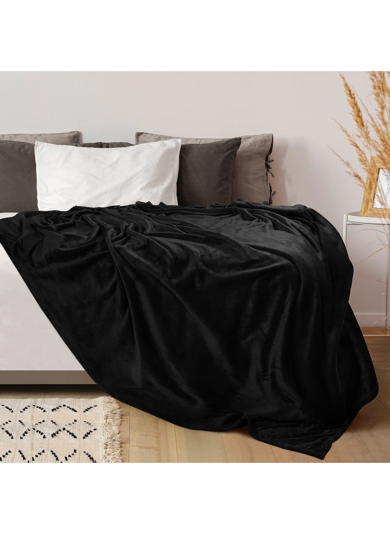 Utopia Bedding Utopia Bedding Fleece Blanket Throw Size Black 300GSM Luxury Blanket for Couch Sofa Bed Anti-Static Fuzzy Soft Blanket Microfiber (60x50 Inches)  - Image 3