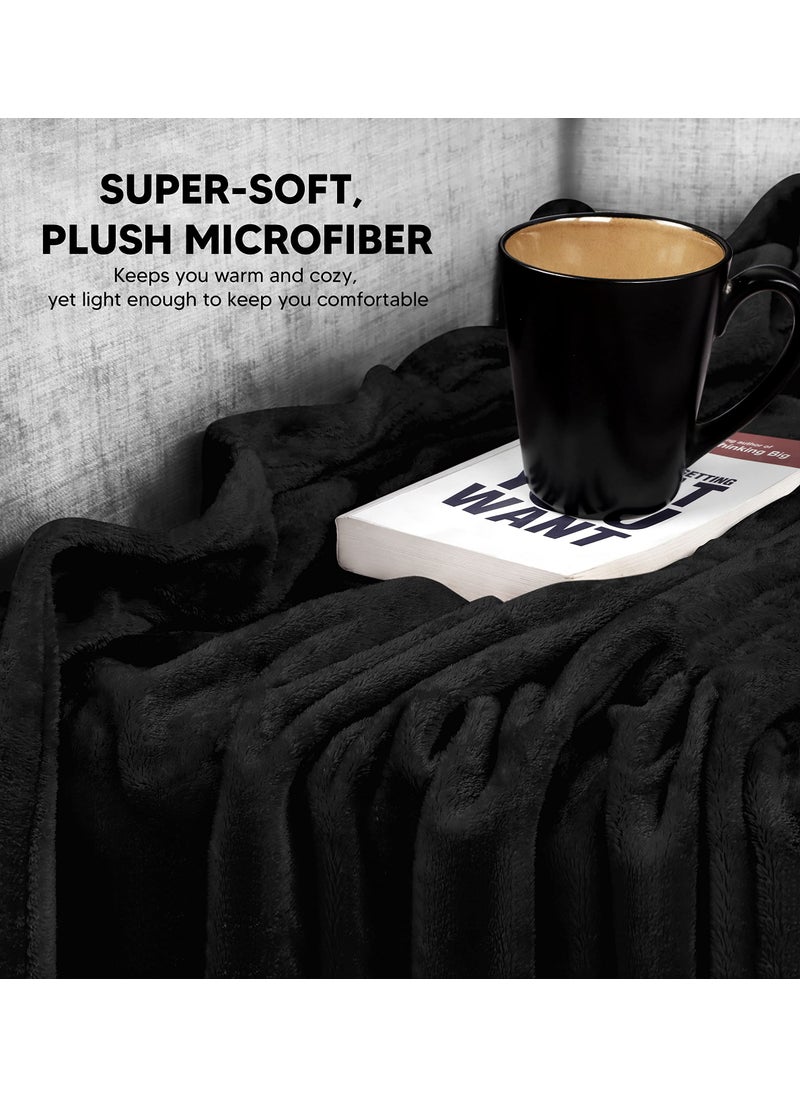 Utopia Bedding Utopia Bedding Fleece Blanket Throw Size Black 300GSM Luxury Blanket for Couch Sofa Bed Anti-Static Fuzzy Soft Blanket Microfiber (60x50 Inches)  - Image 4