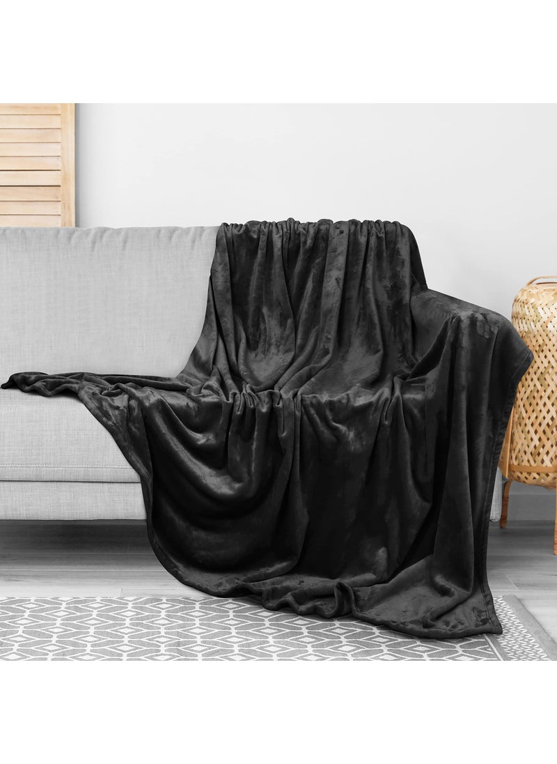Utopia Bedding Utopia Bedding Fleece Blanket Throw Size Black 300GSM Luxury Blanket for Couch Sofa Bed Anti-Static Fuzzy Soft Blanket Microfiber (60x50 Inches)  - Image 1