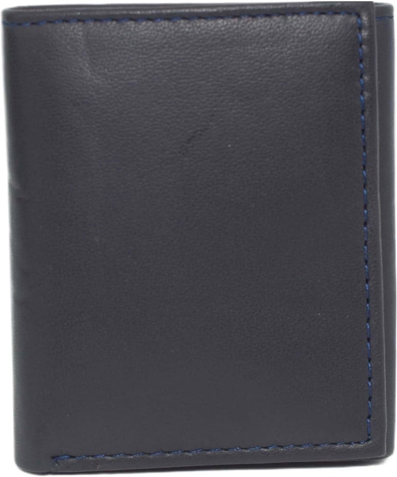 Marshal Genuine Leather Kids Slim Compact ID and Coin Pocket Trifold Boys Wallet Black (Navy Blue) - Image 5