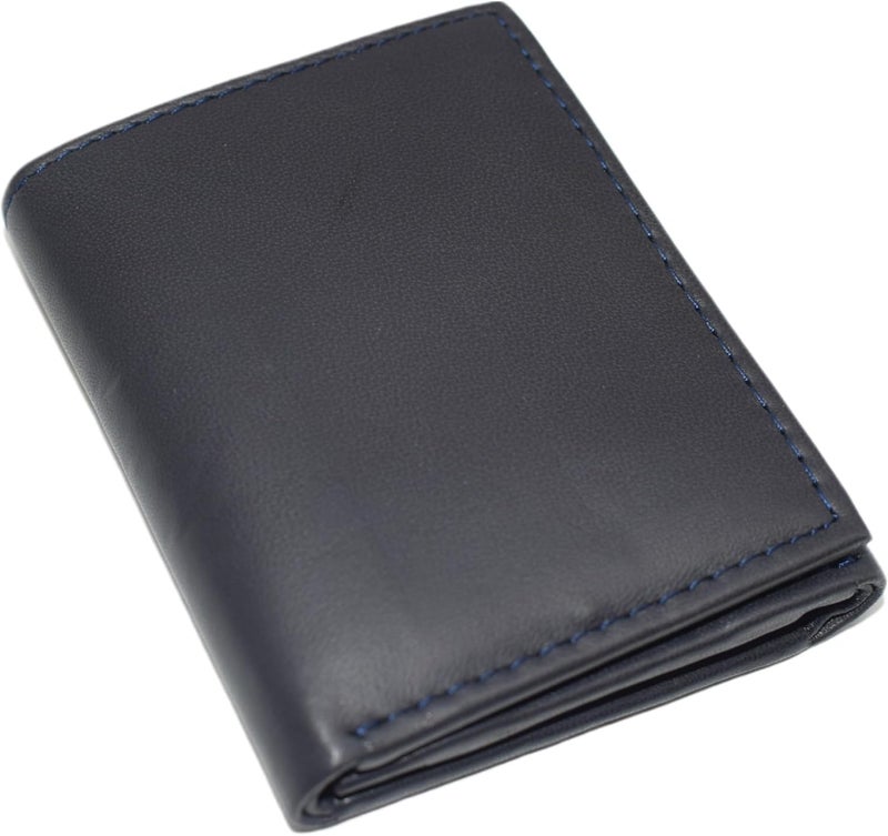 Marshal Genuine Leather Kids Slim Compact ID and Coin Pocket Trifold Boys Wallet Black (Navy Blue) - Image 3