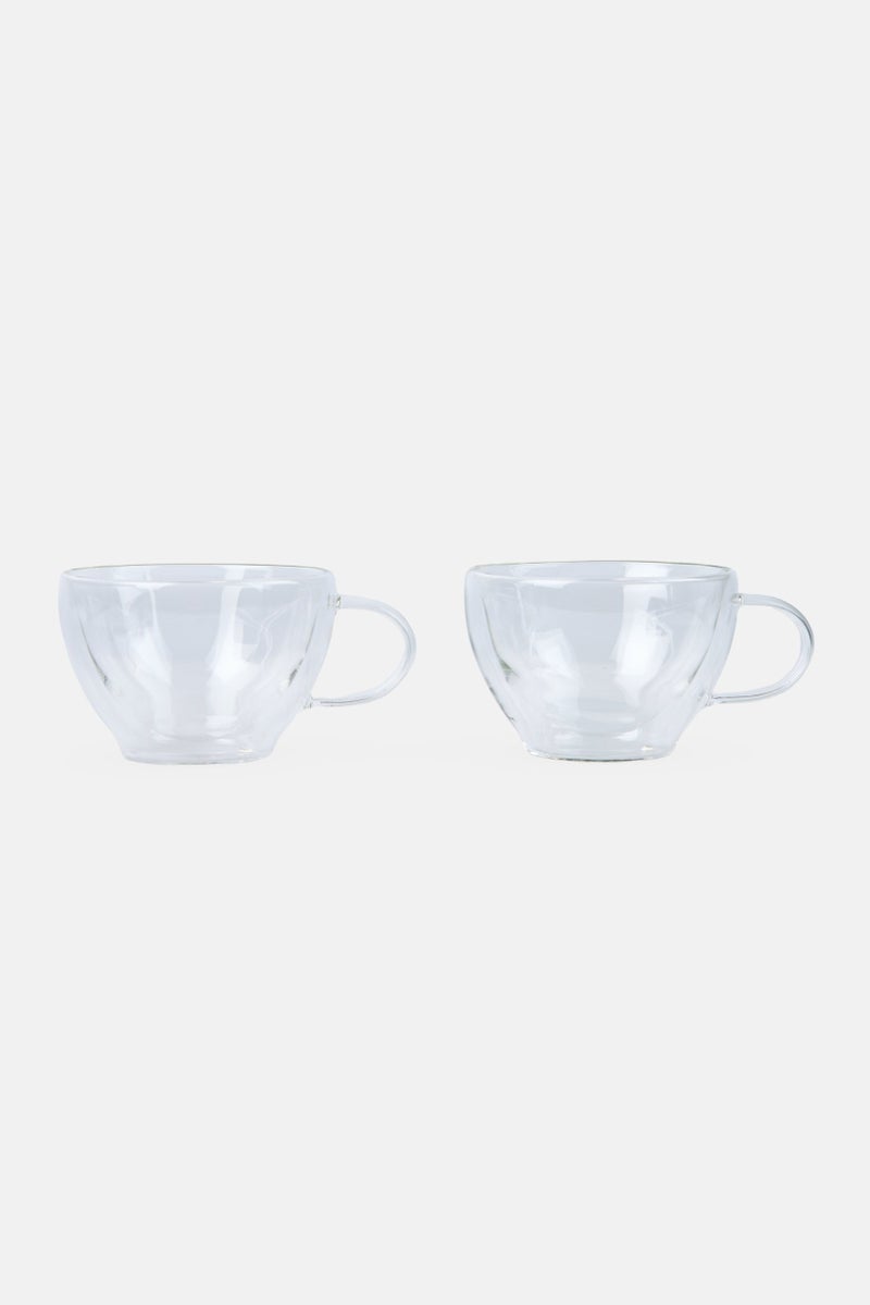 Bombay 2Pcs Thermguard Double Wall Insulated Coffee/Tea Cup 400ml, Transparent - Image 1