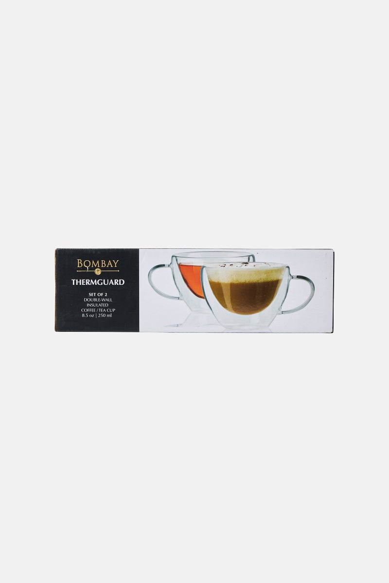 Bombay 2Pcs Thermguard Double Wall Insulated Coffee/Tea Cup 400ml, Transparent - Image 2