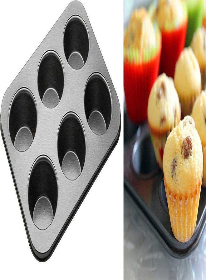 Xacton Cake Mould Combo I Round Shape Cake Mould,Bread Loaf Pan, and 6 Slot Cup Cake Muffin Tray I Cake Baking and Decoration Tools I Can be Used Microwave Oven OTG, Cooker - Black, Carbon Steel - Image 2