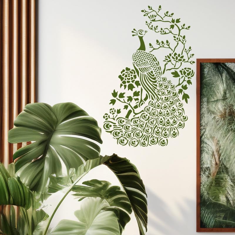 ARandNJ Painting for Wall Stencils (Size:- 24X40 Inch) Theme:- Peacock DIY Reusable Painting Design Suitable for Bedroom, Drawing Room, Living Room (Pack of 1) - Image 4