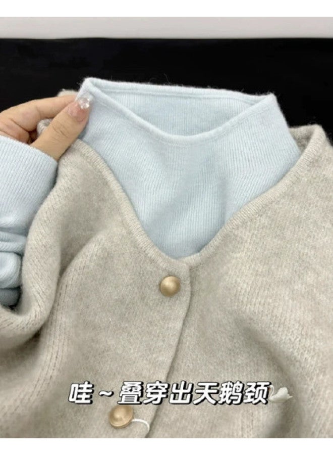 PLANDOO Retro Lazy Knitwear Women'S Autumn Winter Soft Layered Inner Wear Stand Collar Sweater Base Layer - Image 1