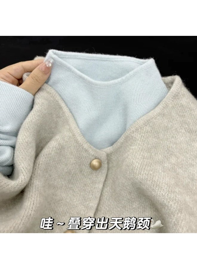 PLANDOO Retro Lazy Knitwear Women'S Autumn Winter Soft Layered Inner Wear Stand Collar Sweater Base Layer - Image 2