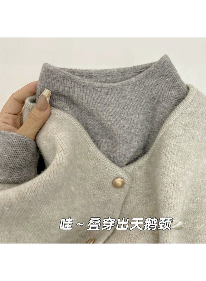 PLANDOO Retro Lazy Knitwear Women'S Autumn Winter Soft Layered Inner Wear Stand Collar Sweater Base Layer - Image 4