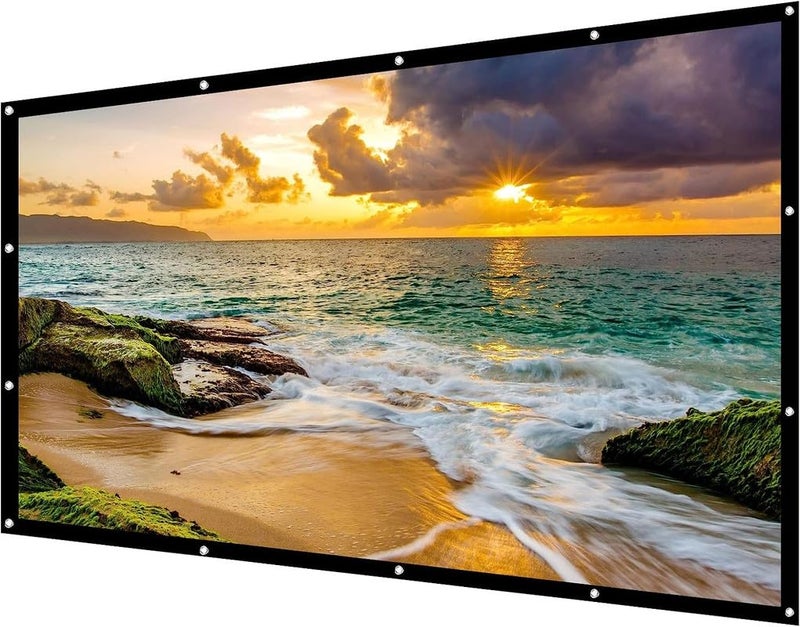 SAVSOL 140 inch Projector Screen,4K 16:9 Portable Eyelet Premium Video Foldable Projection for HD Home Theater Cinema Anti-Crease Indoor Outdoor Office Classroom (310 cm (W) x 174 cm (H)) - Image 1