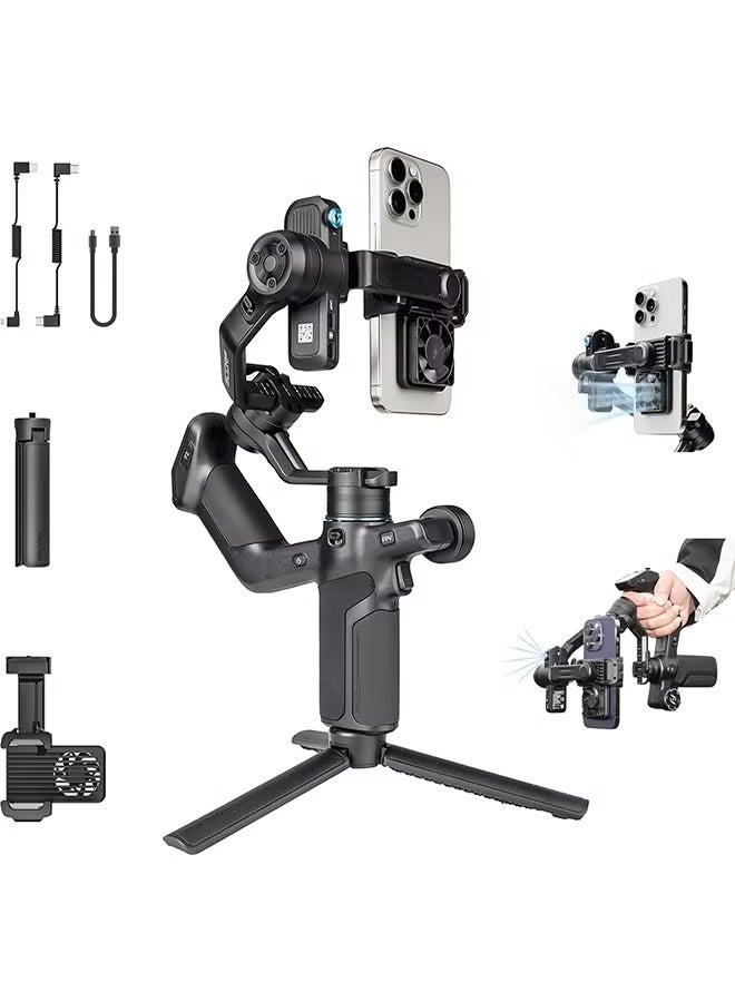 FeiyuTech SCORP Mini 3 Gimbal Stabilizer for Smartphone, Built-in AI Tracking Module & Cooling Fan, 2KG Payload 3-Axis Phone Gimbal with Integrated Grip Design, Gimbal Stabilizer for iPhone & Android - Image 1