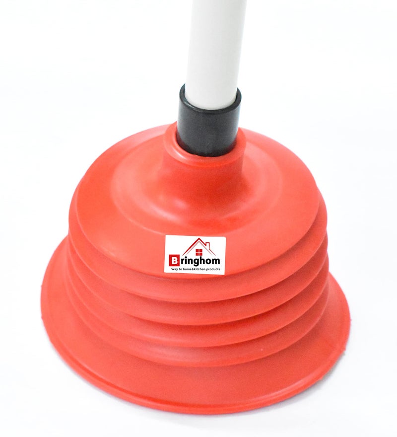 Bringhom Big Size Toilet Plunger Un-Blocker Drain Cleaning Suction Plunger for Multi Purpose Channel Cleaning Kitchen Sink, Toilet, Bathroom (1Pc, Rubber, Red/Blue) - Image 3