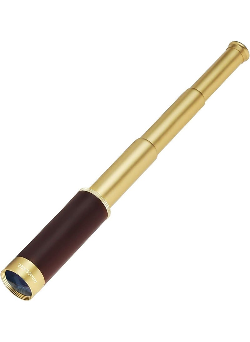 Telescope Brass Collapsible Brass Pirate Monocular - Waterproof Pocket Mini 25x30 Zoomable Collapsible Vintage for Navigation, Voyage View Watching, Games, Travel, Hiking, Hunting - Image 1