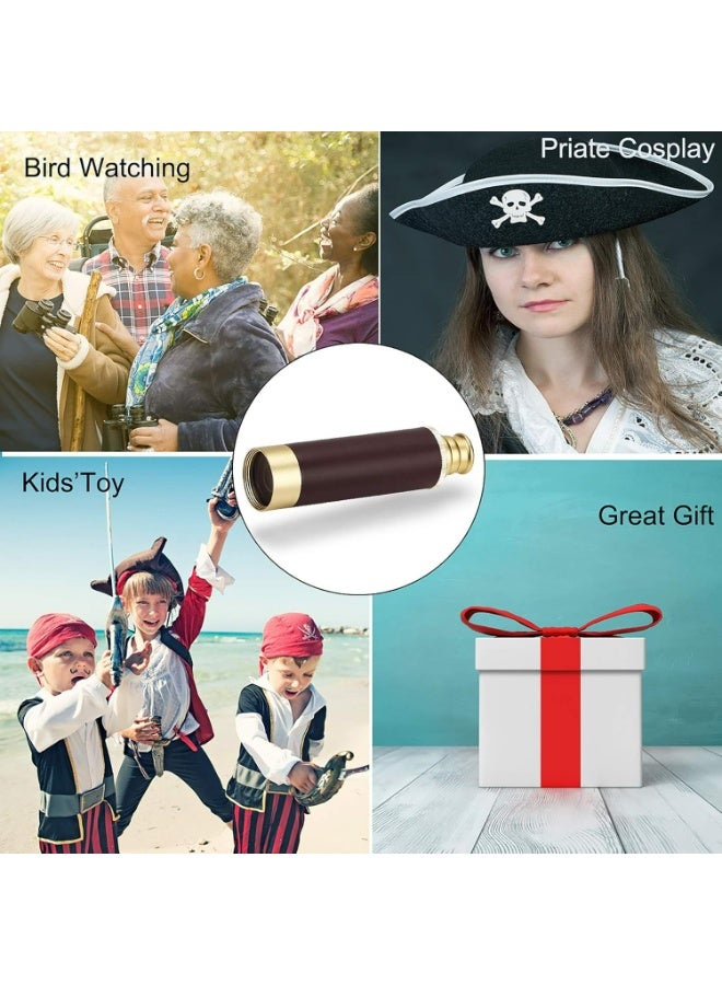 Telescope Brass Collapsible Brass Pirate Monocular - Waterproof Pocket Mini 25x30 Zoomable Collapsible Vintage for Navigation, Voyage View Watching, Games, Travel, Hiking, Hunting - Image 5