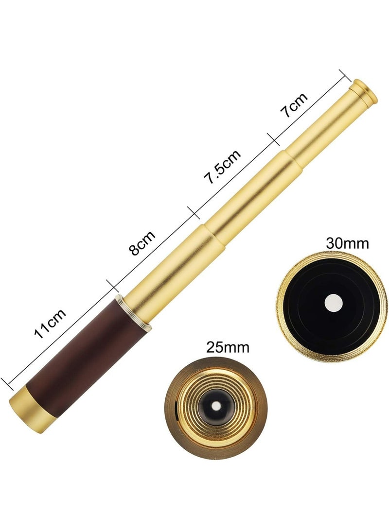 Telescope Brass Collapsible Brass Pirate Monocular - Waterproof Pocket Mini 25x30 Zoomable Collapsible Vintage for Navigation, Voyage View Watching, Games, Travel, Hiking, Hunting - Image 2