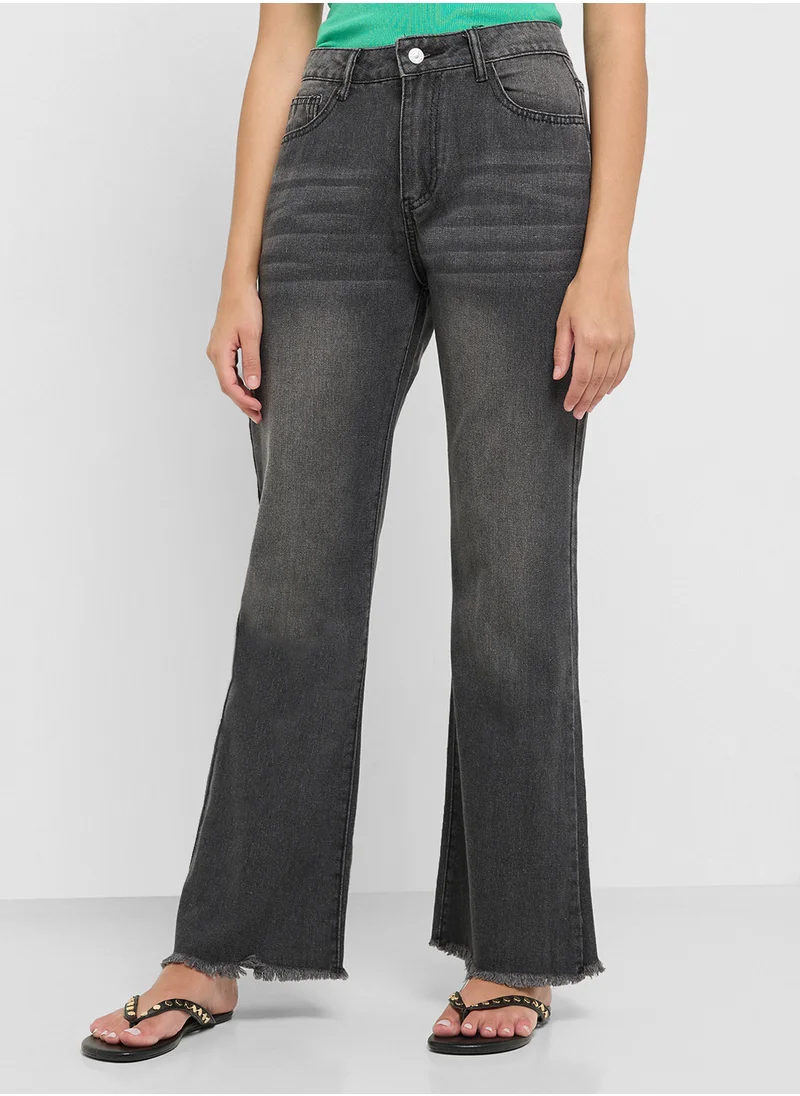 جينجر High Waisted Jeans With Flared Leg