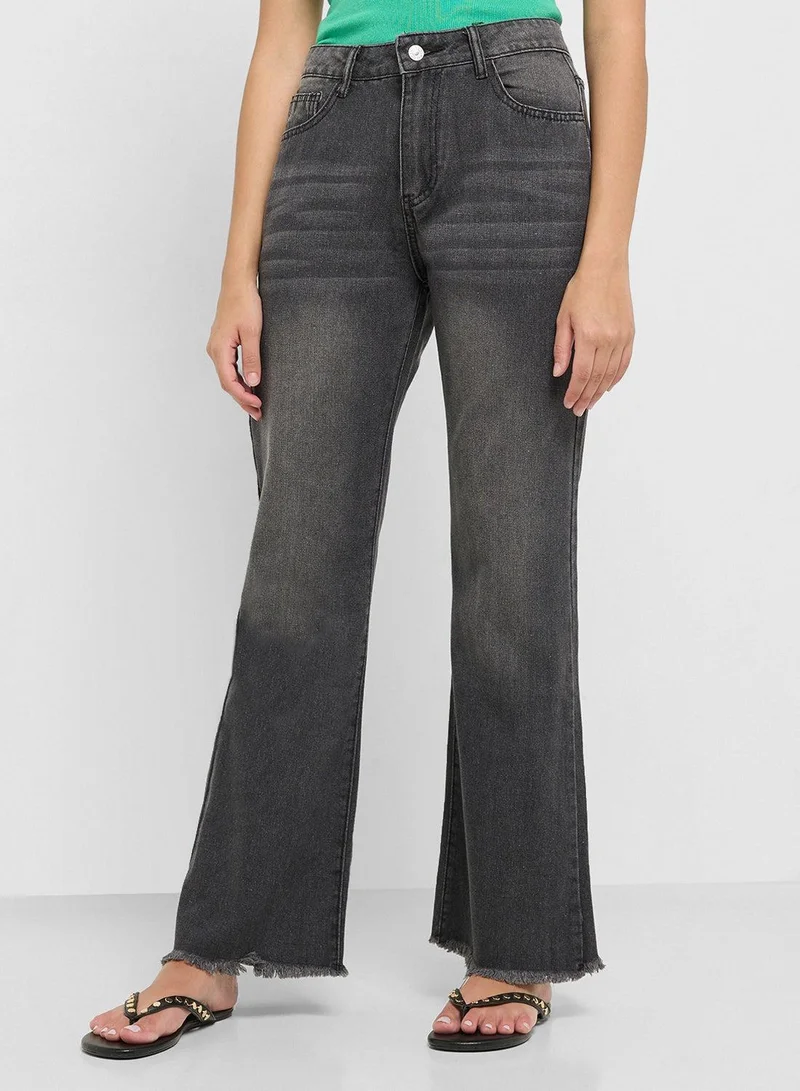 High Waisted Jeans With Flared Leg