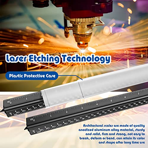 Macarrie مسطرة معمارية مثلثية 10 قطع 12" لمهندسي المعمار - Image 5