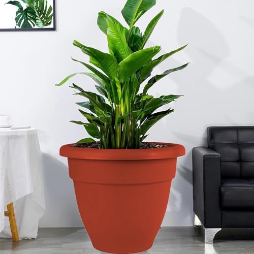 IMAGINEA 18 Inch Flower Pots,| Garden Planters For Home Plants | Outdoor Balcony Pots | Plastic Gamla Pots For Indoor And Outdoor Gardening (Pack Of 4, Brown) - Image 5