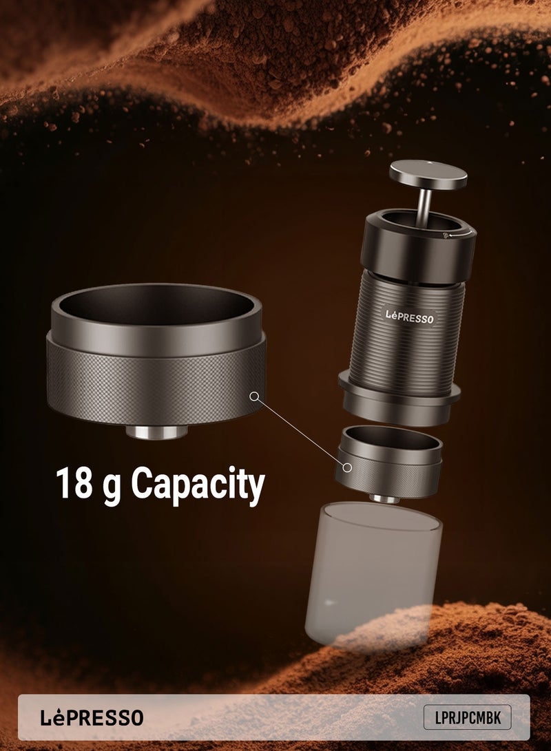 ليبرسو ماكينة صنع قهوة إسبريسو احترافية بالضغط اليدوي مع فلتر قهوة بحجم قياسي وتصميم مناسب للسفر / سعة خزان مياه 80 مل / ضغط إسبريسو ثابت / مادة الفولاذ المقاوم للصدأ - أسود - Image 4