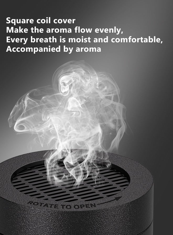 تلواح مبخرة كهربائية جديدة لعام 2025، قابلة لإعادة الشحن عبر USB، مع ناشر بخور برائحة منعشة، لون أسود، 11 سم × 9 سم × 9 سم - Image 4