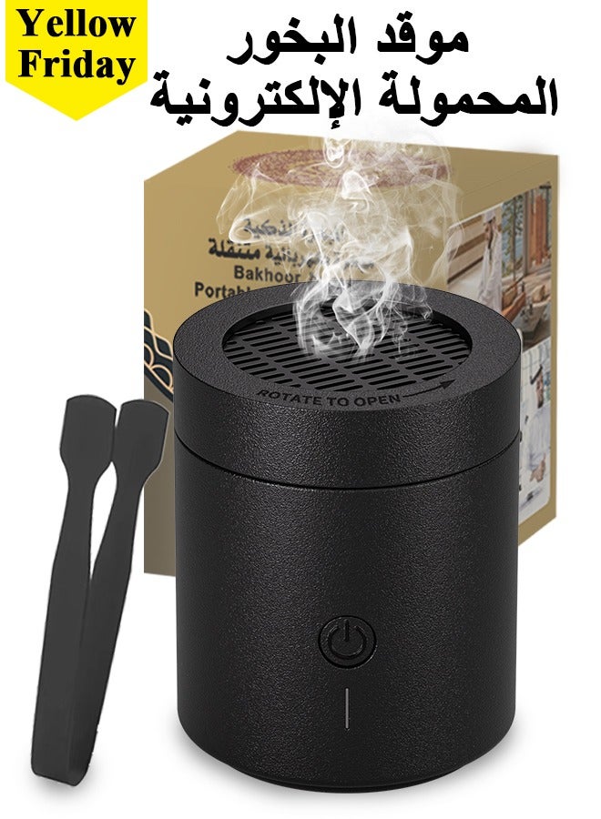 Telawah 2025 New Electric Incense Burner Portable USB Rechargeable Bukhoor Diffuser Fresh Scent Black 11cm*9cm*9cm - Image 1