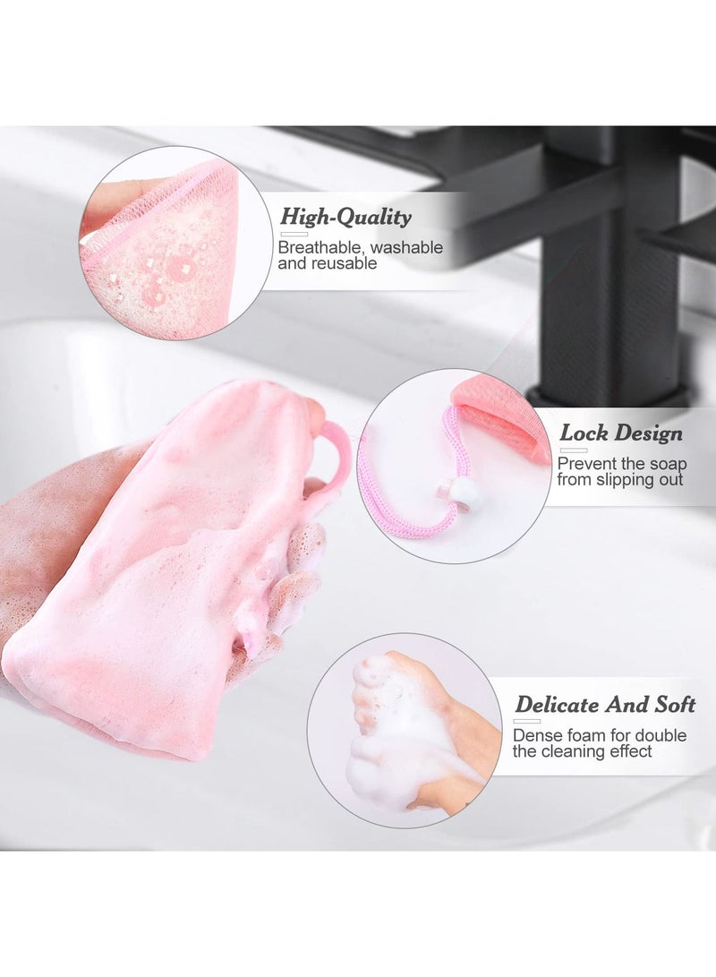 SYOSI Exfoliating Mesh Soap Saver Pouch Bubble Foam Soap Mesh Bag Body Bath Facial Cleaning Netting Colorful - Image 4
