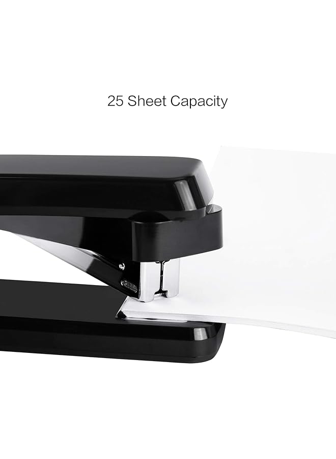 Deli Swing Arm Swivel Stapler 360 Degree Rotate Desktop Staplers 25 Sheet Capacity Includes 1000 Staples Black - Image 3