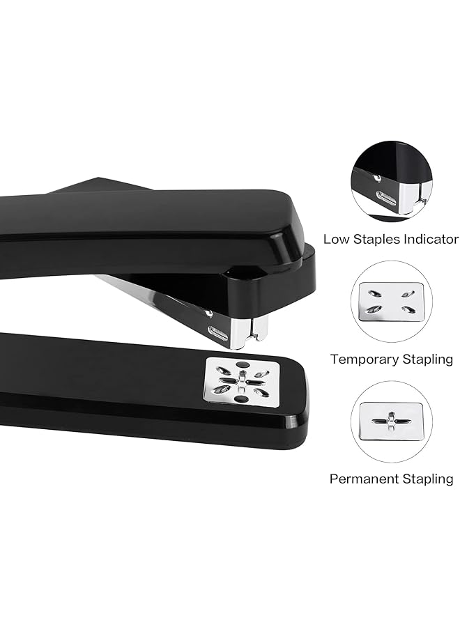 Deli Swing Arm Swivel Stapler 360 Degree Rotate Desktop Staplers 25 Sheet Capacity Includes 1000 Staples Black - Image 4