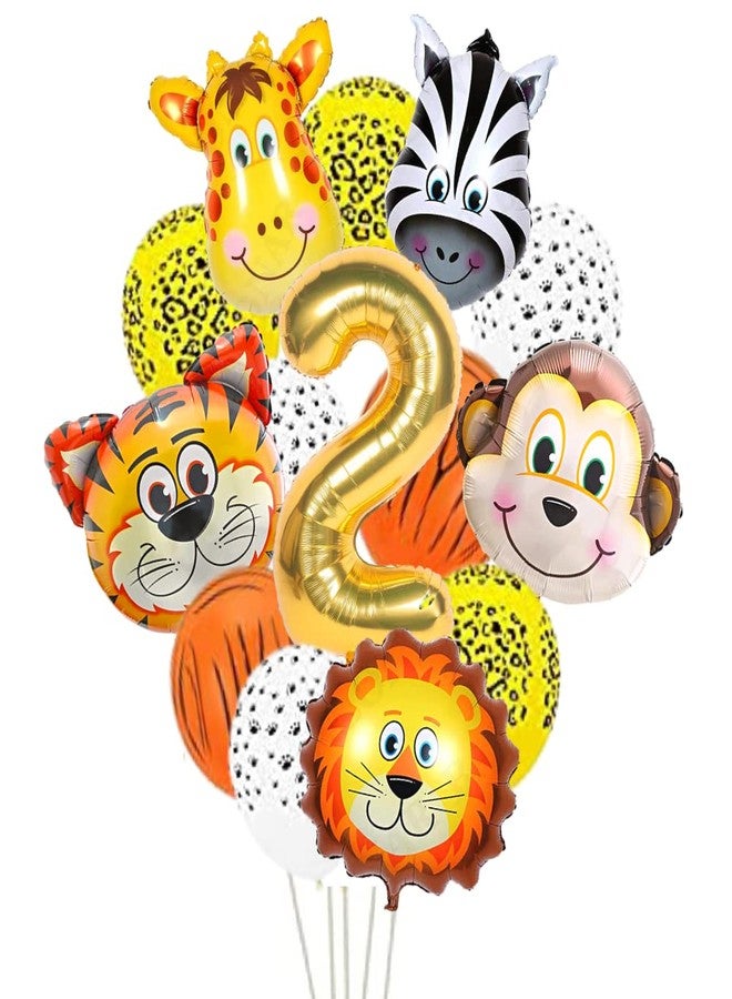 Fi - Flick In Jungle Theme Birthday Decoration Items 2Nd Bday Jungle Safari Animal Balloons Set 17Pcs, Wild One Decoration - Aluminium, Multicolor - Image 1