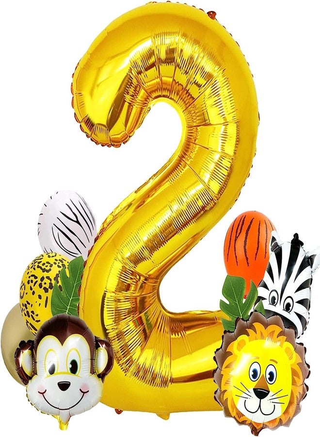 Fi - Flick In Jungle Theme Birthday Decoration Items 2Nd Bday Jungle Safari Animal Balloons Set 17Pcs, Wild One Decoration - Aluminium, Multicolor - Image 5