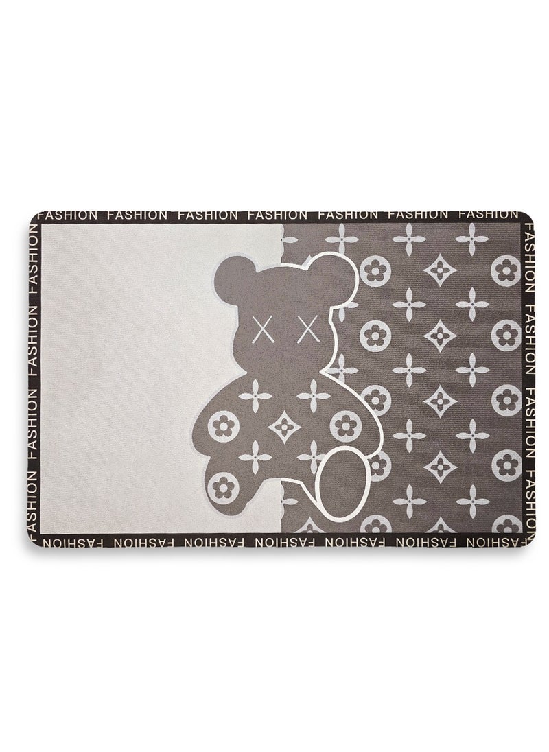 Generic - Comfortable walking mat ,  beige-brown color  (60 cm x 40 cm x 4 mm), floor rug for home floors with high-resolution printing pattern, fabric surface and anti-slip rubber base - Image 1