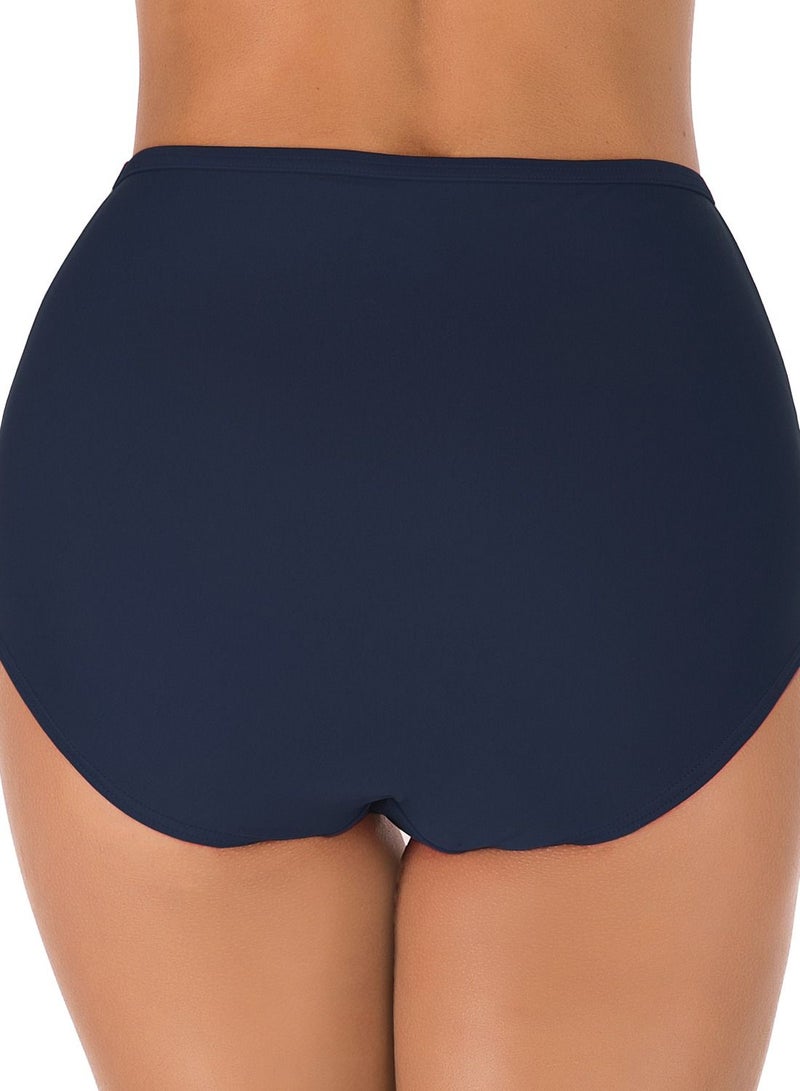 Loquat Solid Color Plunge Bikini Bottom Dark Blue  - Image 2