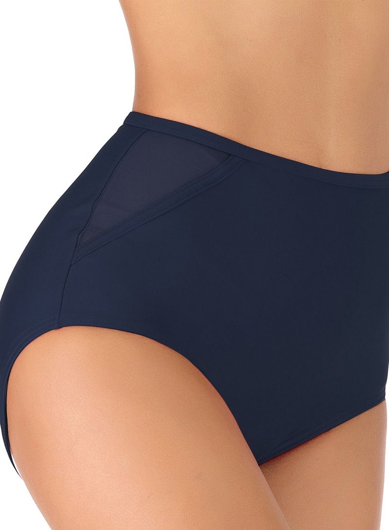 Loquat Solid Color Plunge Bikini Bottom Dark Blue  - Image 1