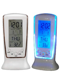 Mantavya Mantavya MultiFunction Digital Thermometer LED Display Abstract Plastic Alarm Clocks with Backlight for Kids White  - Image 3
