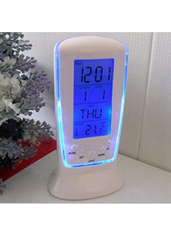 Mantavya Mantavya MultiFunction Digital Thermometer LED Display Abstract Plastic Alarm Clocks with Backlight for Kids White  - Image 1