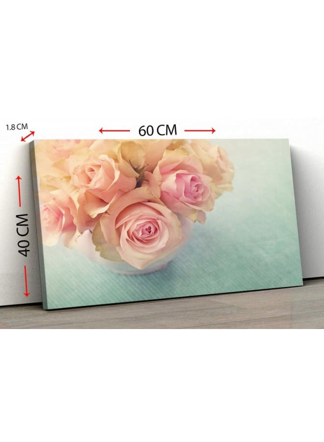 هوم جاليري لوحة فنية جدارية من القماش، صورة تجريدية مؤطرة لورود بيضاء في مزهرية، 120×80 سم - Image 4