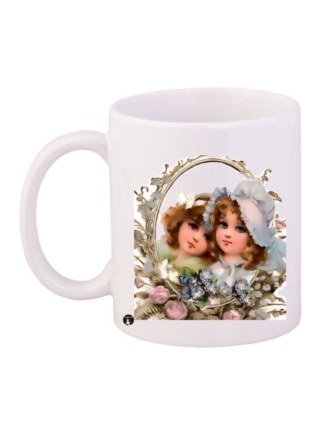 Girls Printed Coffee Mug White/Green/Blue 11ounce